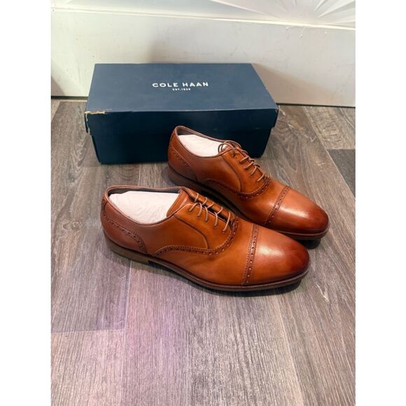 Cole haan Mens Harmon grand cap Oxford in British tan • 8.5 main image 5